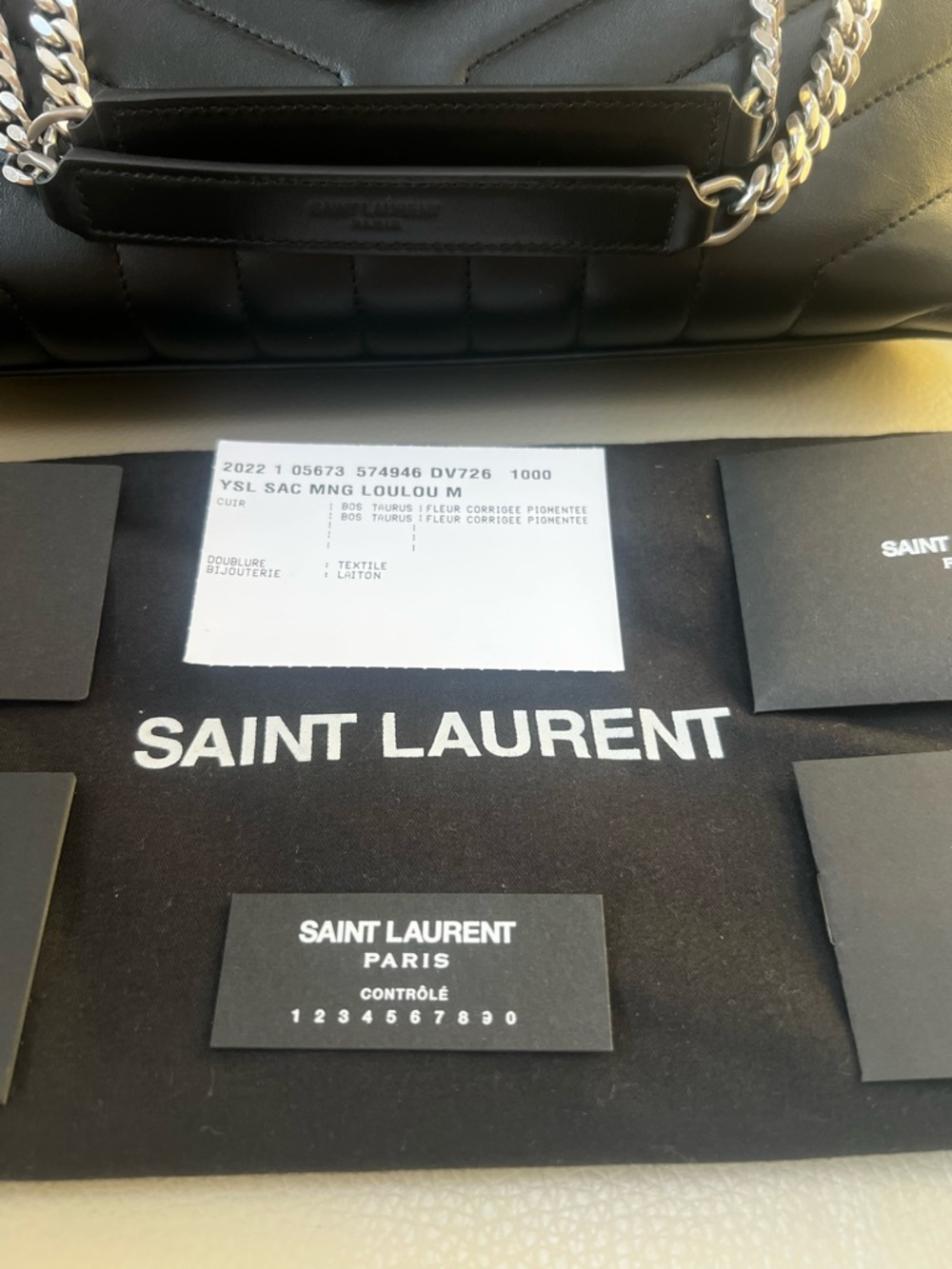 New Saint Laurent Black Leather Shoulder Bag LouLou - Picture 2 of 15